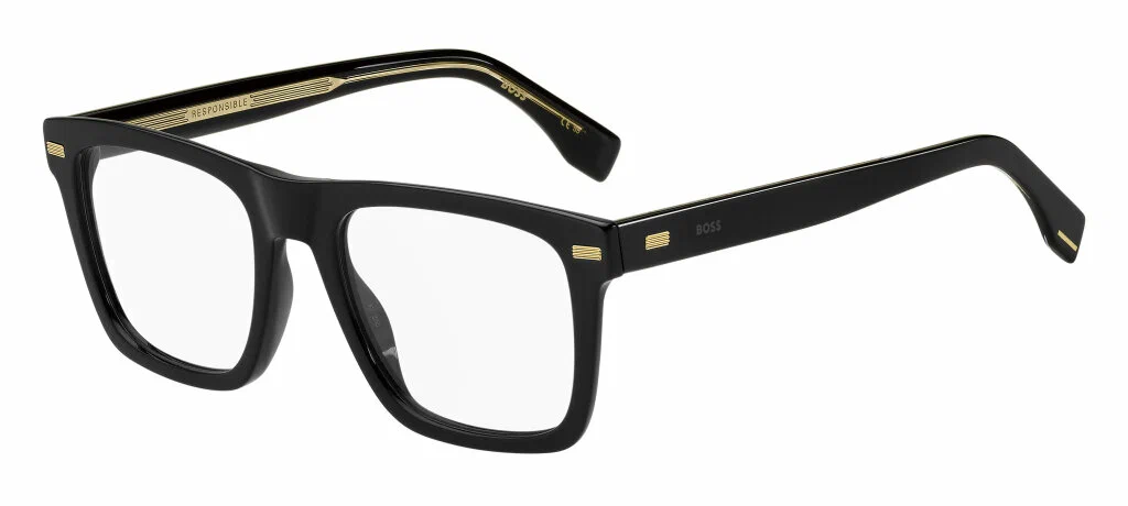 Мужская оправа для очков Hugo Boss BOSS 1445 807, цвет: черный, прямоугольные, пластик